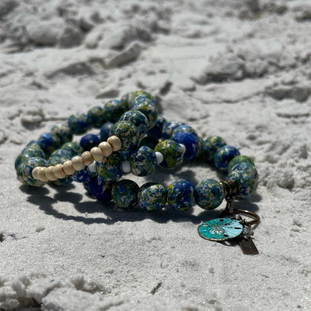Ocean Collection- Unisex three stack custom painted custom finishes bracelet set